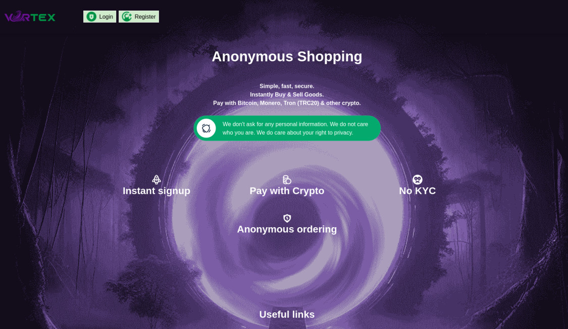 vortex market homepage