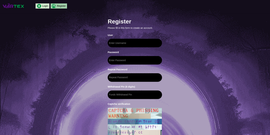 vortex signup page